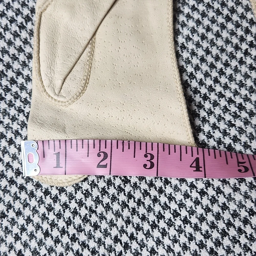 Vintage Midcentury White Leather Kink Dom Pin-Up Goth Vamp Formal Gloves